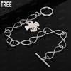 925 Sterling Silver Simple Four-Leaf Clover Side Chain Exquisite Bracelet Gift Jewelry