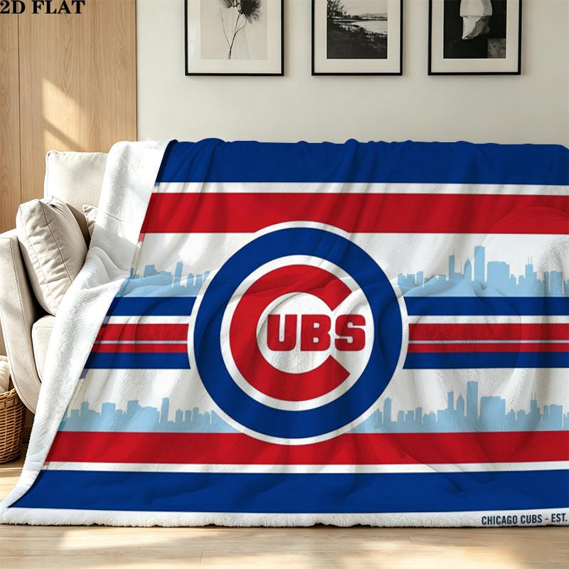 Chicago Cubs Print Flannel Blanket High Quality Warm Comfortable Cover for All Seasons Perfect for Gifts Home Decor