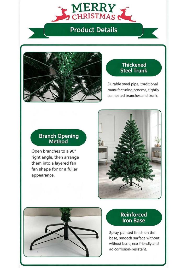 PVC Encrypted Christmas Tree with Pointed Top for Mall and Hotel Decorations