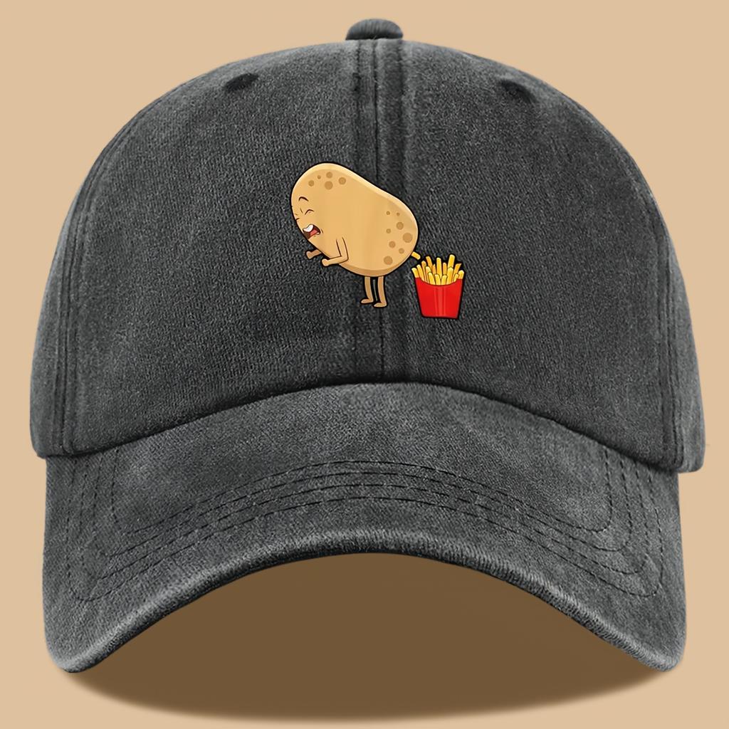 Humorous Potato Chip Printed Baseball Cap, Casual Outdoor Hat Suitable for Holiday Parties, Birthdays, Friends, Cartoon Design