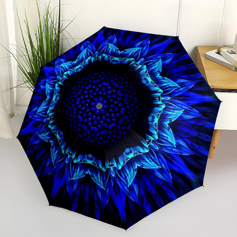 

1pc Blue Lotus Flower Automatic Open/Close Umbrella, Folding Compact Umbrella with Lightweight Design for Women/Menyy251028202
