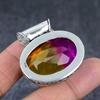 Natural Bi-Color Tourmaline 925 Sterling Silver Jewelry Pendant 1.58" k3e04