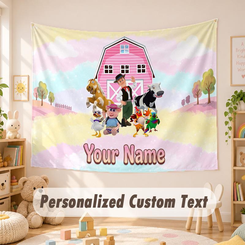 Custom Name Text Tapestry,La Granja de Zenón Boho Wall Hanging, Decorative Backdrop Tapestry For Room