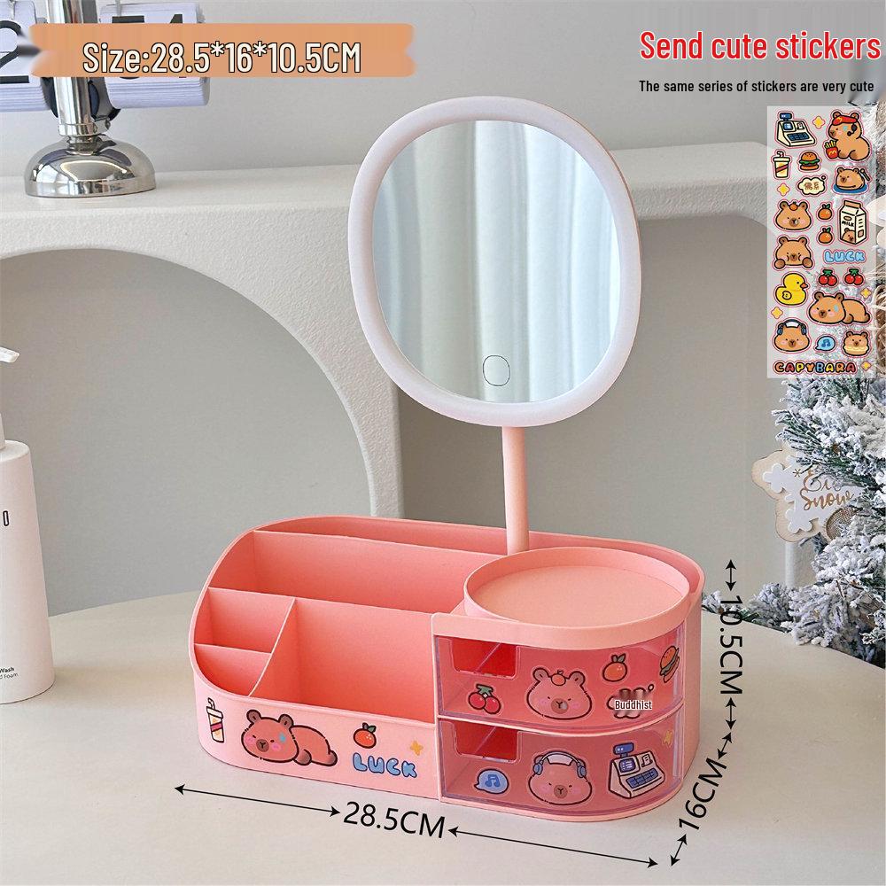 Multifunctional Makeup Organizer with Mirror and Skincare Storage