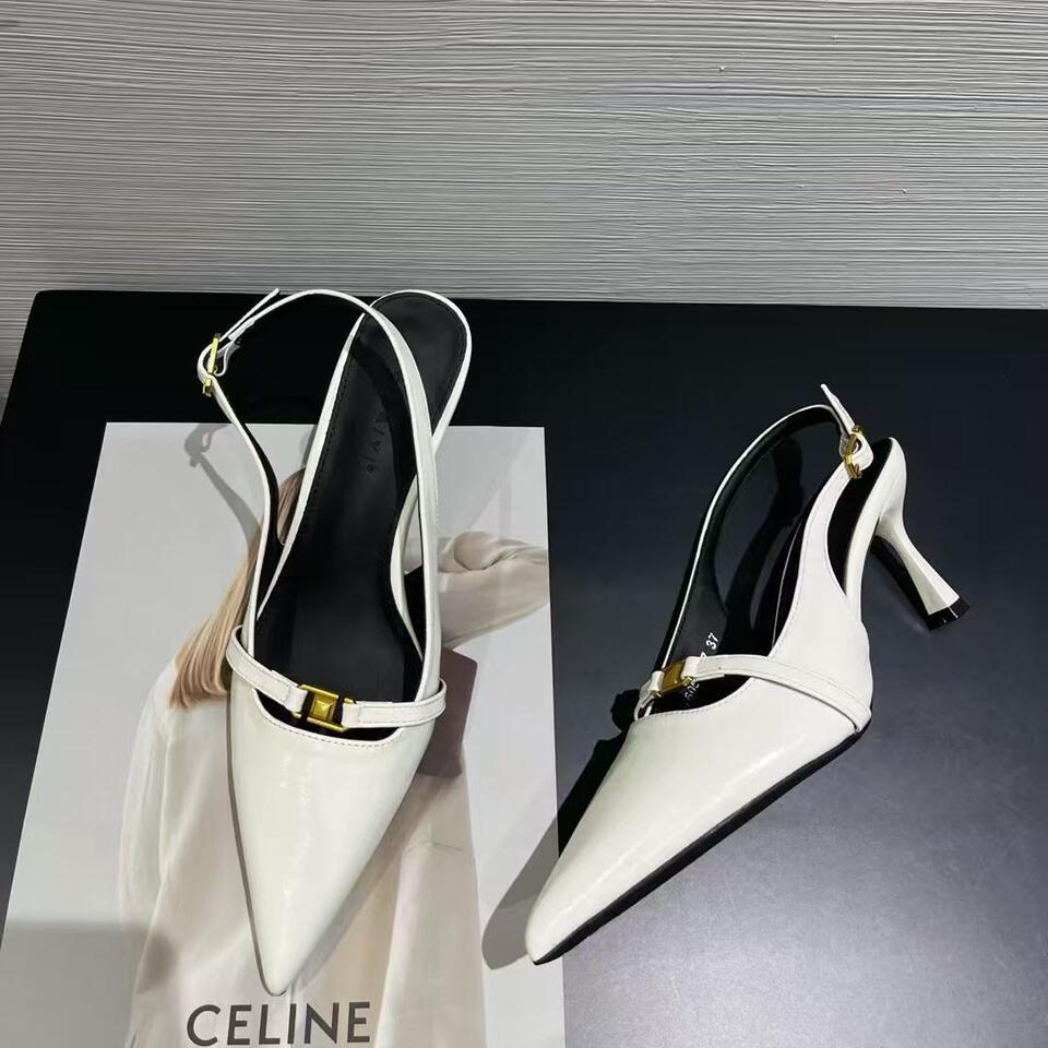Baotou sandals women's 2025 spring and summer new pointed head empty temperament celebrity French single shoes gentle evening high heels