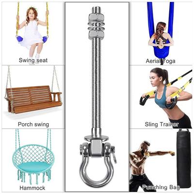Heavy Duty Swing Hook Stainless Steel Easy Installation Yoga Hammock Hook Threaded Shaft Hammock Hook Indoor Outdoor Playground
