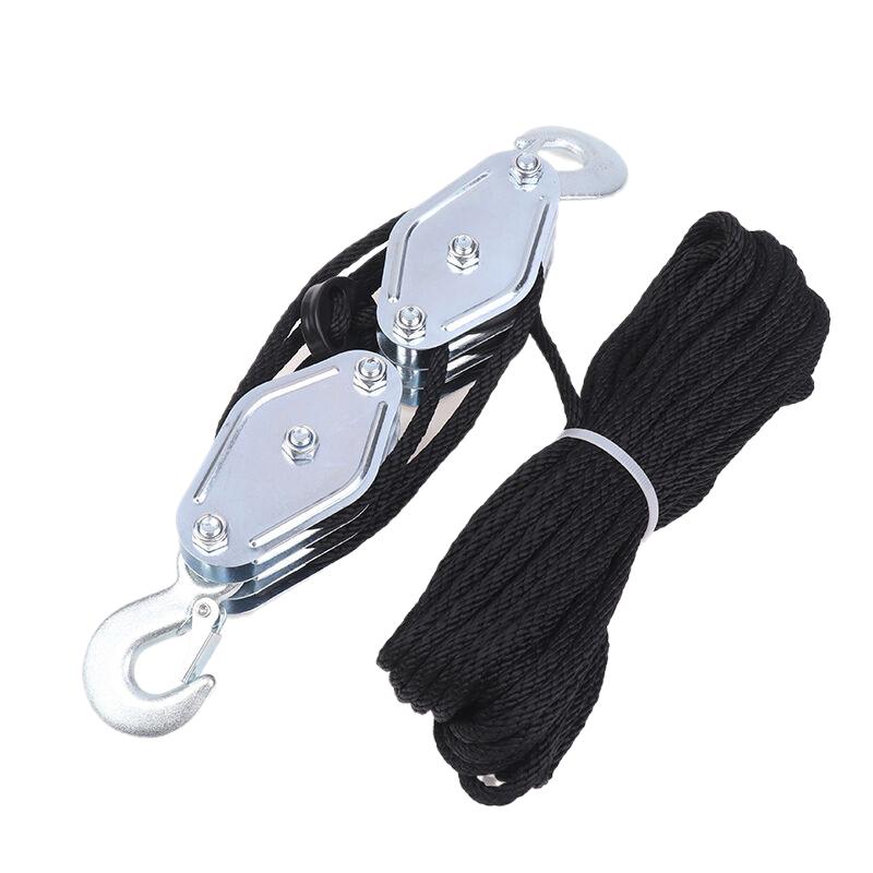 Handheld Crane Heavy Duty Polyethylene Rope Pulley Hoist 270° Rotatable Rope Pulley Block Zinc Alloy Hook Manual Lifting Device