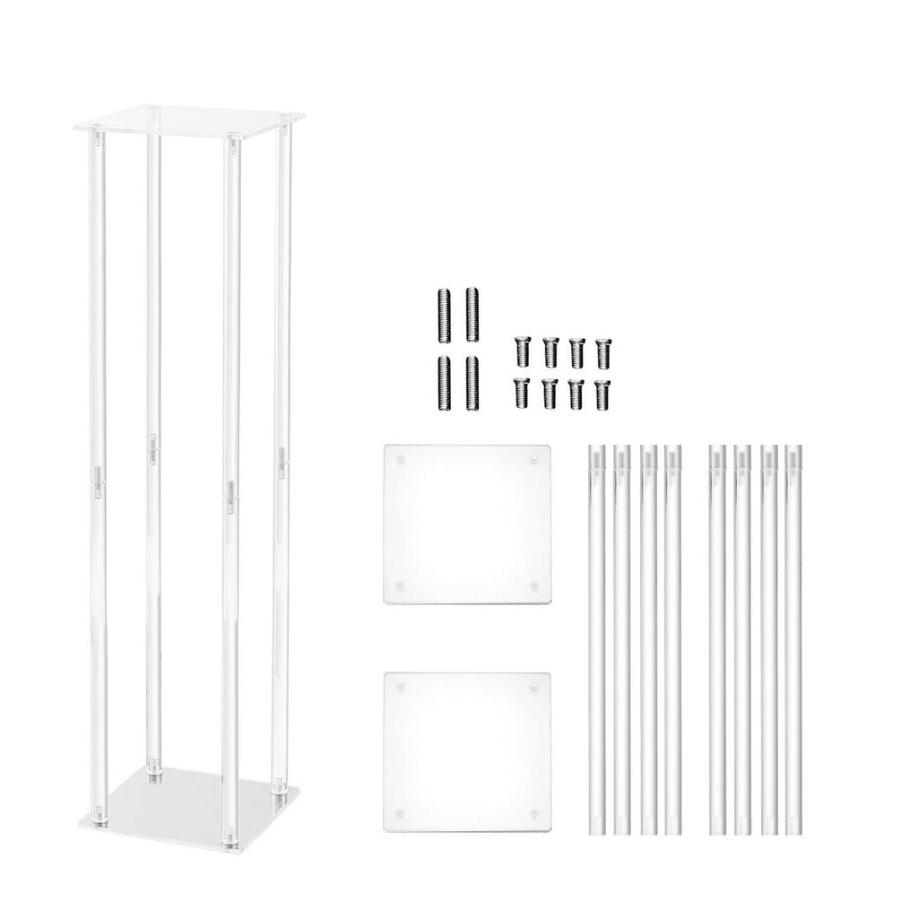 2PCS 31.5inch/80cm High Wedding Flower Stand, With Acrylic Laminate,Acrylic Vase Column Geometric Centerpiece Stands, Floral Display Rack for T-Stage