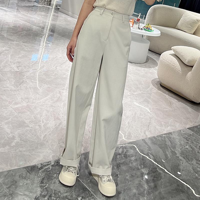 

Women s 2025 Spring Lyocell Straight-Leg Casual Pants - Simple, Loose, Slimming Neutral Style L