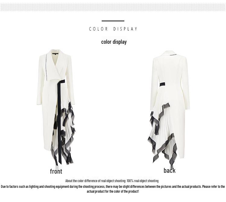 Women's Asymmetrical Pleated Ruffle Mesh Suit Jacket for Spring