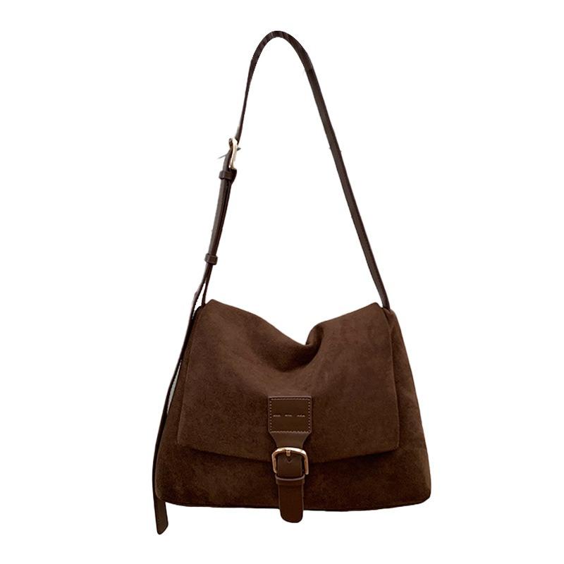 Women's Bag Student New Retro Temperament Suede Shoulder Armpit Bag Versatile Casual Tote Messenger Bag