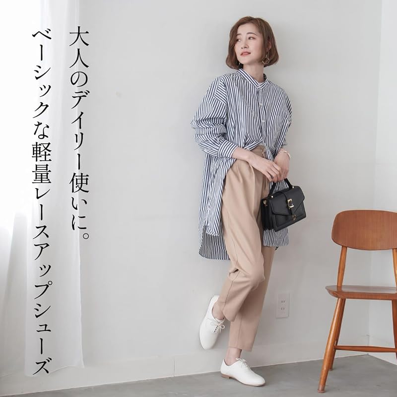 [AmiAmi] Loafers, Lace-up Shoes, Flats, Women's Oxford Shoes, Mannish Style FX3000 (L (23.5cm-24.0cm), Black (Smooth))