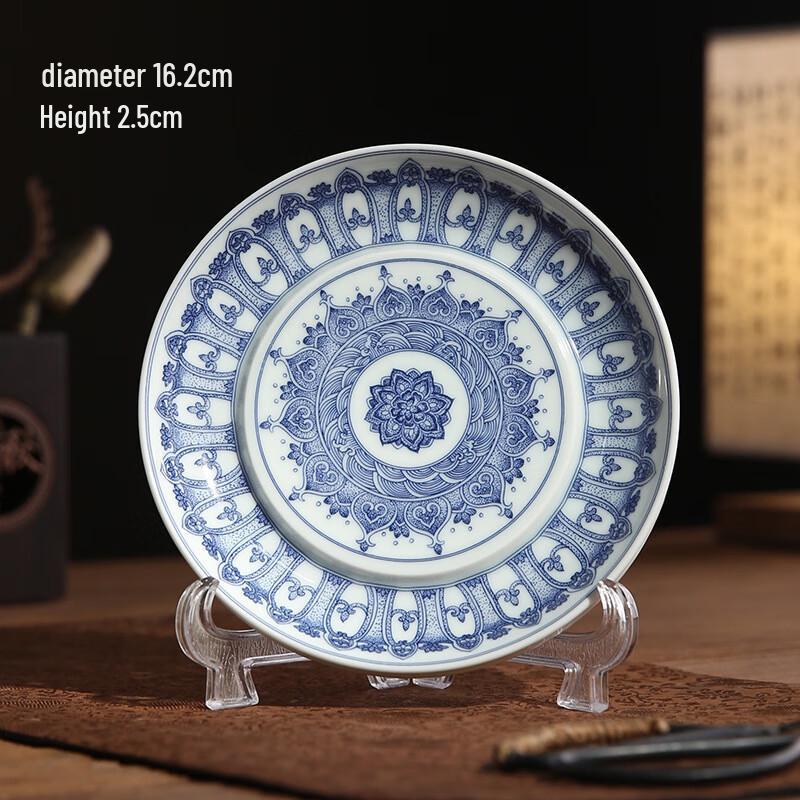 Retro modro-bílý porcelánový podnos na čajovou konvici