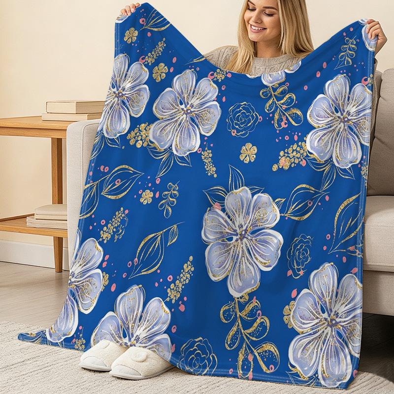 Floral Series Short Plush Flannel Fleece Blanket Soft, Warm, Breathable Home Blanket for Bedroom, Halloween & Christmas