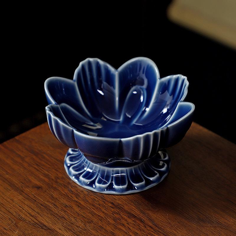 Chinese Ceramic Lotus Fruit Bowl and Dessert Plate