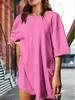 Women's Athletic Romper Short Sleeve Oversized Summer Jumpsuit with Pockets