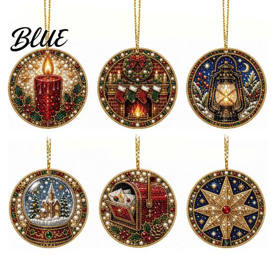 2D Acrylic Santa Flat Holiday Pcs Pearl Christmas Ornaments 6 Art Ornaments Tree Pendant Creative Effect Hanging Decoration for