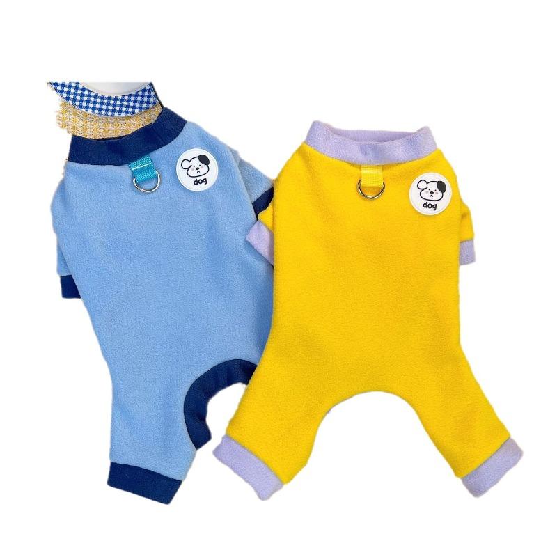 Dog Four-legged Coat - Autumn/Winter Edition with Thick Padding and Contrasting Colors - for Outdoor Use - Pet Cat Clothing