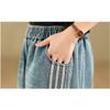 DIMANAF 2026 Summer New Plus Size Jeans Women Elastic Waist Long Pants Loose Casual Denim Cotton Trousers Blue Pants