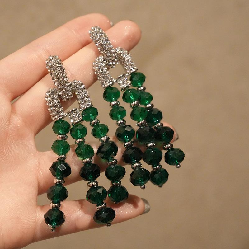 Green Beaded Earrings, Versatile Fashion Earrings for Daily Wear and Casual Outfits