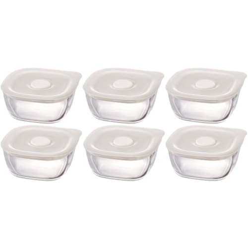 HARIO Made In Japan Heat-resistant Glass Airtight Storage Container/Corner 250ml BUONO Kitchen KSTM-25-TW Set of 6