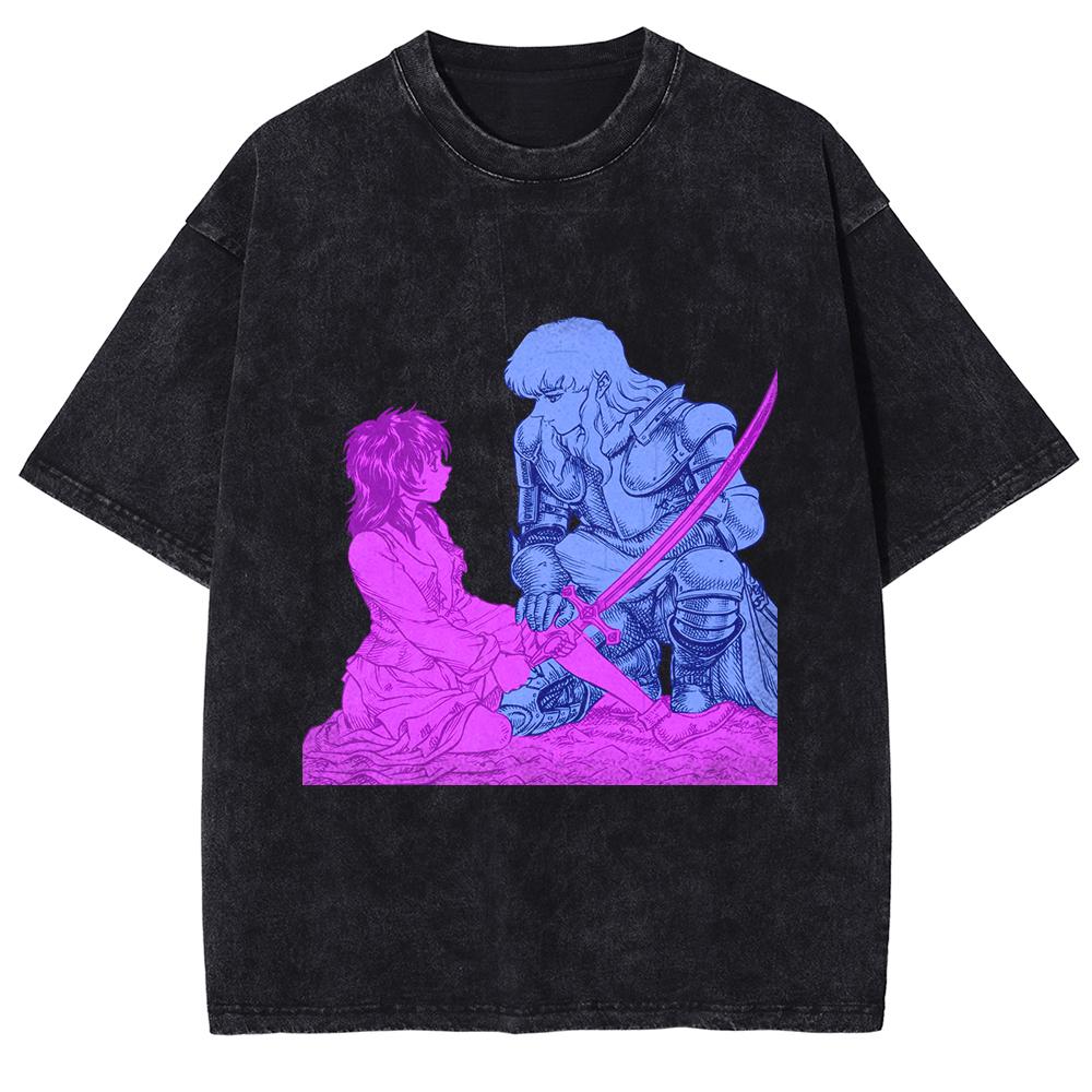 Manga Berserk Griffith Print Tshirt Harajuku Washed Oversized T Shirt High Quality Cotton Short Sleeve Tees Men Women Clothing