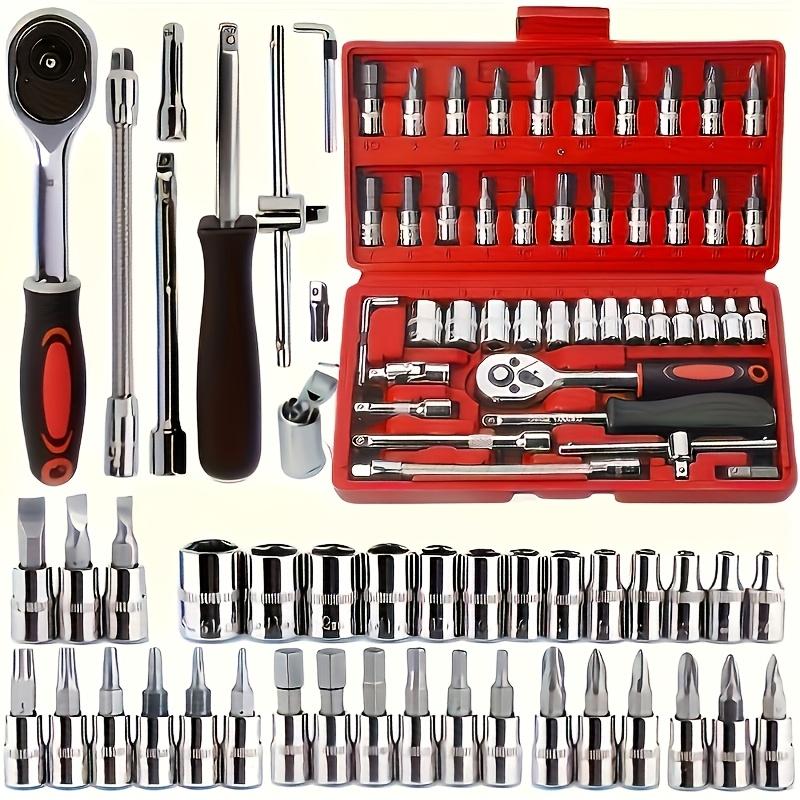 

46pcs Red Multifunctional Wrench Set For Car And Bicycle | Metal Tool Kit, Home Maintenance, Perfect Father S Day Gift 46Pcs красный