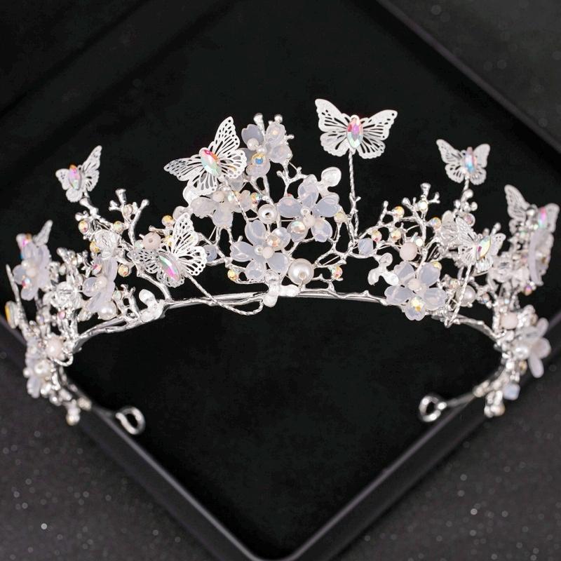 Silver Ab Crystal Tiaras and Crowns Headband for Women Rhinestone Diadem Bridal Wedding Hair Accessories Jewelry Crown Tiara