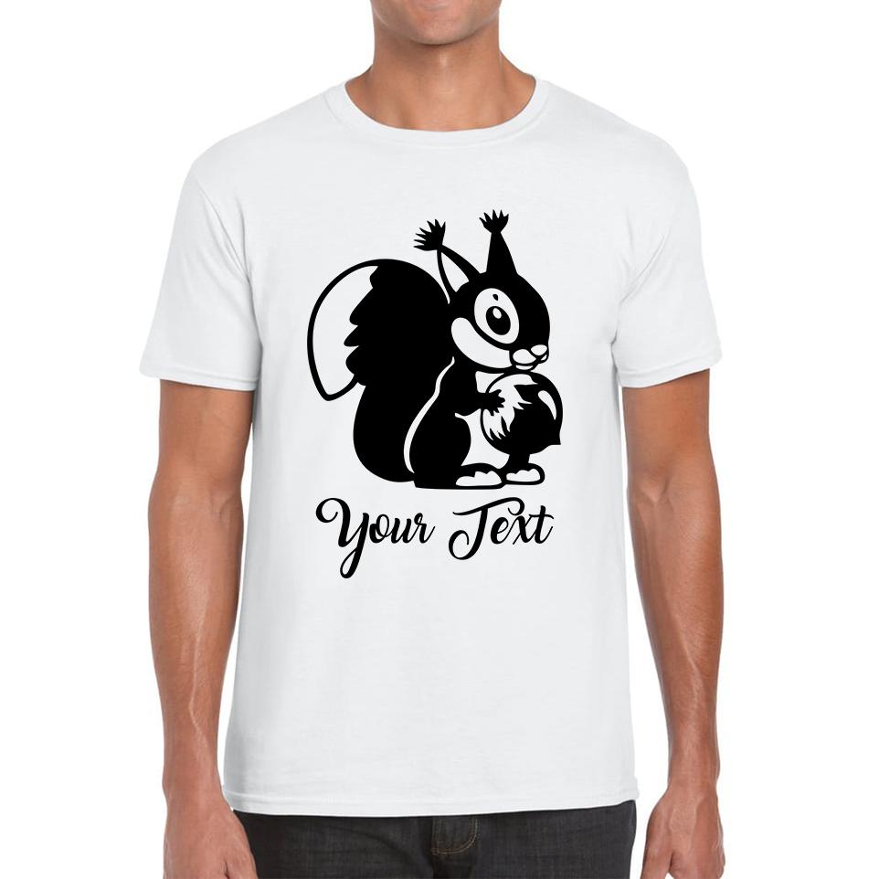 Cartoon Squirrel Holding Acorn Your Name Cute Squirrel Animal Mens Tee Top M