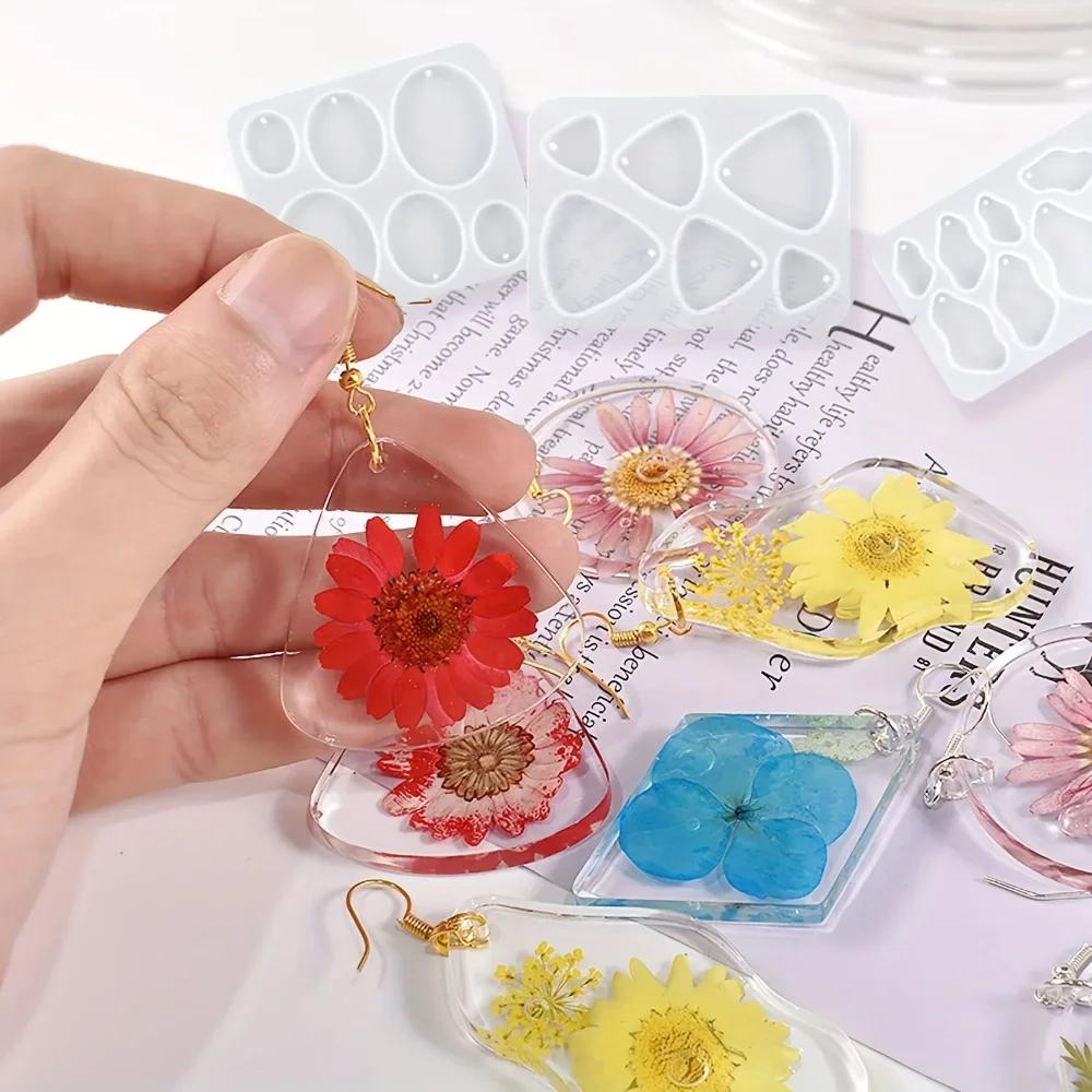 A Top Quality 11Pcs DIY Jewelry Earrings Drop Glue Mold, Epoxy Resin DIY Jewelry Resin Casting Mold, Earrings Making Process