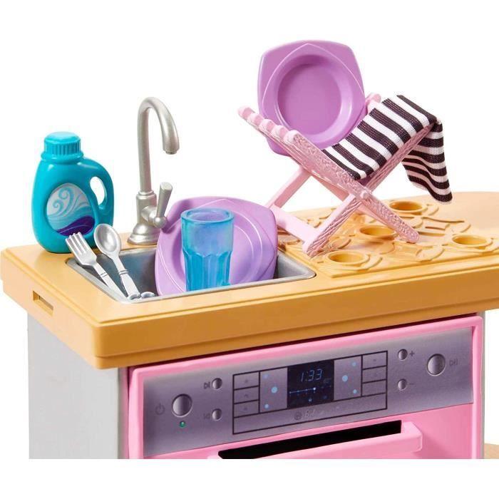 Jouet - MATTEL - Barbie Mobilier - Coffret D’intérieur Avec Lave-vaisselle Et Accessoires
