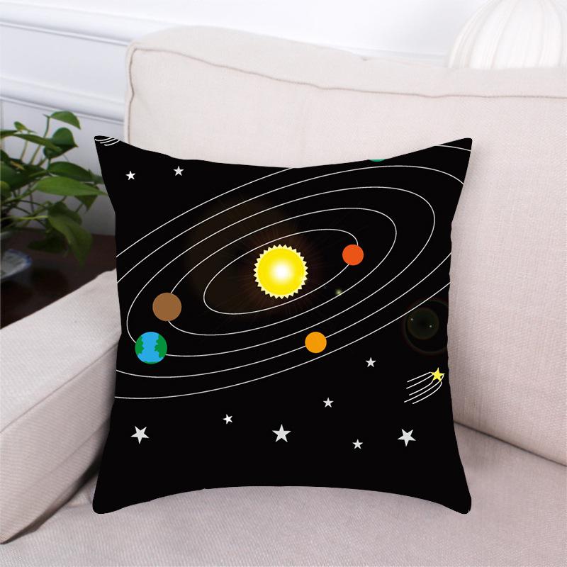 Black Dream Space Planet Digital Printing Short Plush Pillow Covers Decorative For Car Sofa Office Cushion Cover Home Goods