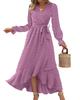 Spring and Autumn Women's Dress Dot Long Sleeve Flowy Wedding Party Dress