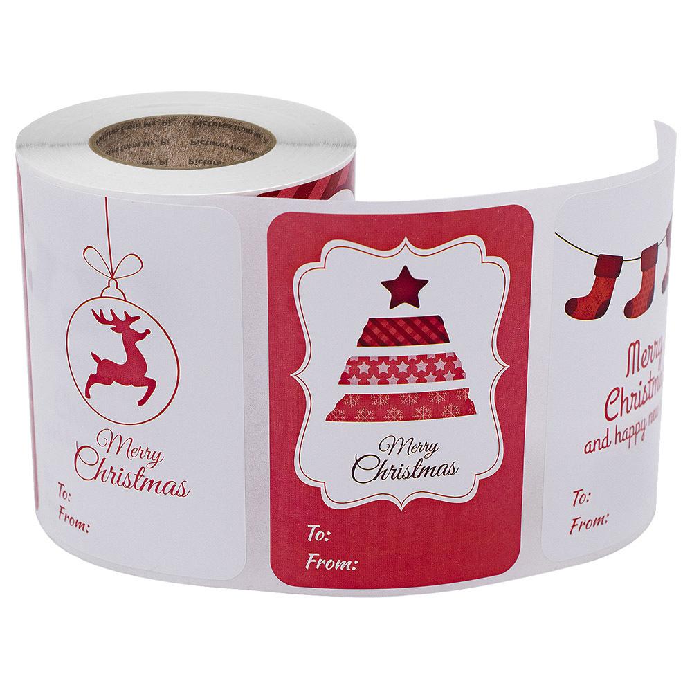

250pcs/roll Christmas Gift Name Tag Stickers Cartoon elk sticker Designs for Presents Wrapping Envelope Postcards sticker Labels
