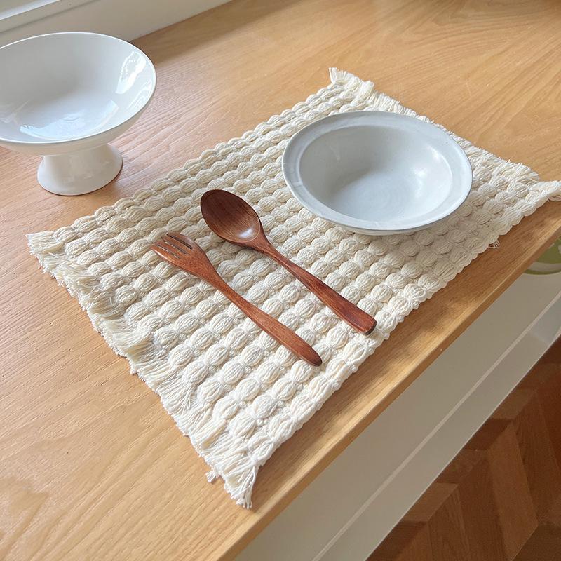 New Chinese Style Cotton-Linen Woven Placemat Coaster & Heat-Resistant Dining Table Mat for Kindergarten.