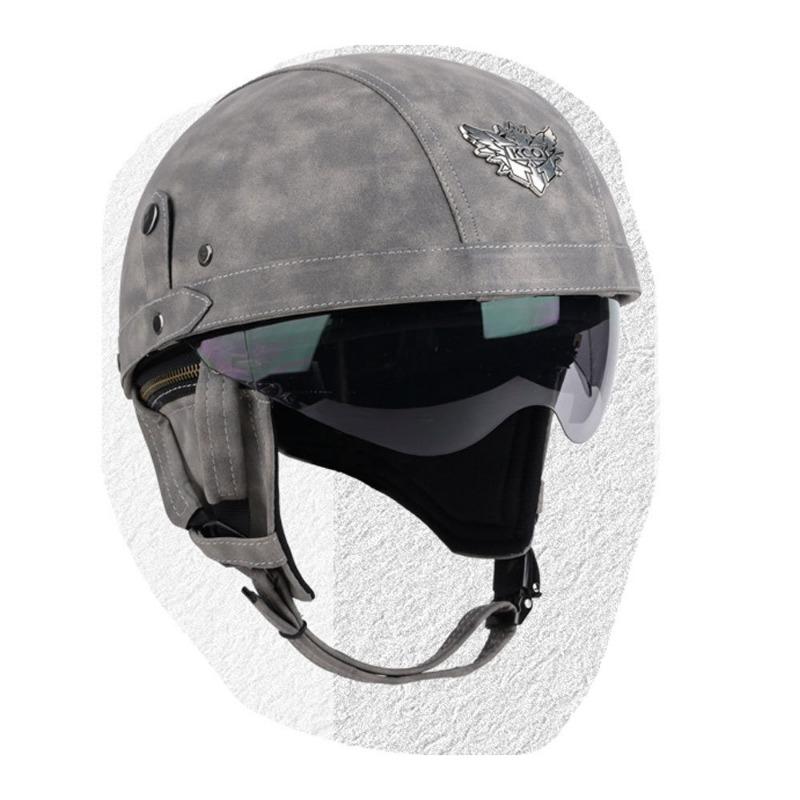 Vintage Personality Helmet Lens Standard Motorcycle Half Helmet Scooter Cruise Leather Helmet Prince Helmet