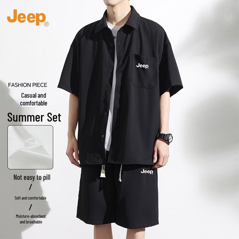 JEEP Men s Summer Breathable Casual Two-Piece Set 2XL