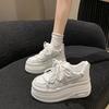 Leather little white shoes women's autumn 2025 new thick-soled versatile muffin shoes casual small inner height increase women's shoes