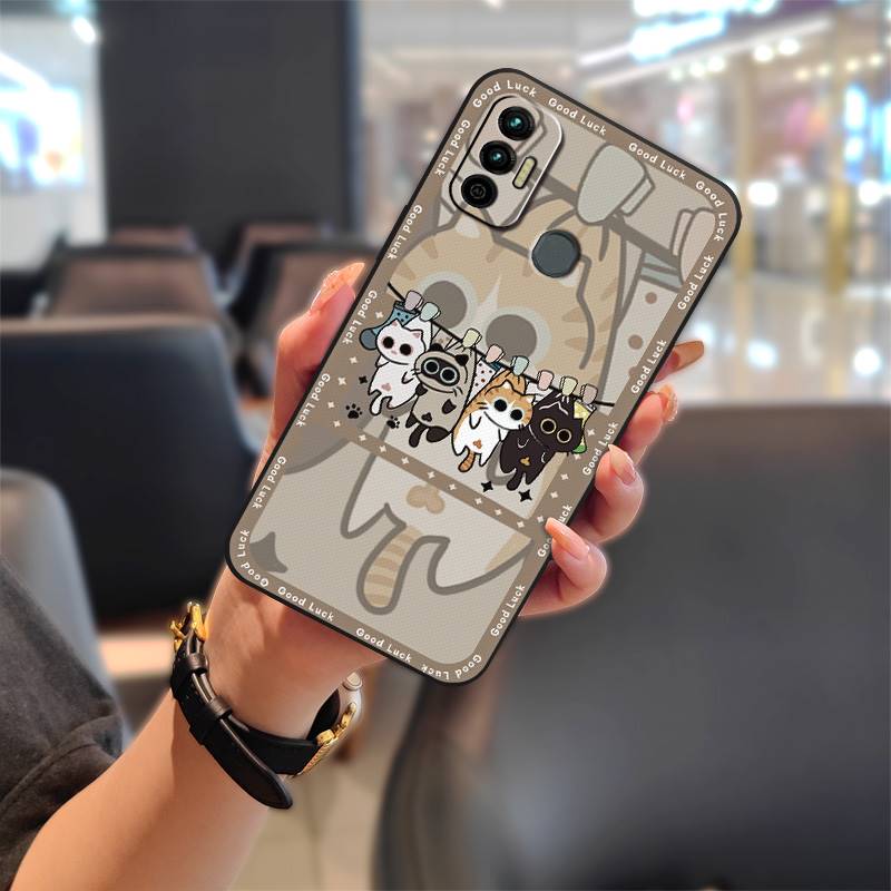 Cute Dirt-resistant Phone Case For Tecno Spark 7/Spark7T Fashion Design Cartoon Silicone Back Cover Full Wrap Graffiti