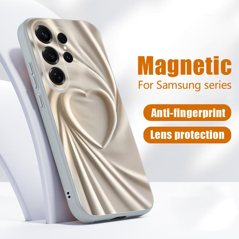 Magnetic For Magsafe Case For Samsung Galaxy S26 Ultra S25 Edge S24 Plus S23 FE S22 A17 A54 A55 A56 A57 5G Lovely Hearts Pattern Cover