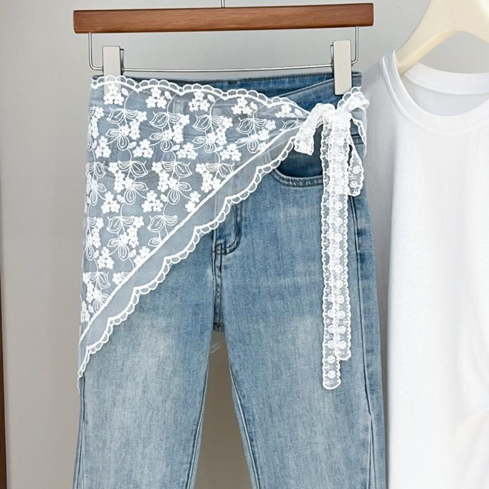 Slim Fit Lace Fart Curtain Jeans Decor Women's Scarf Trendy Hip Curtain  for Women