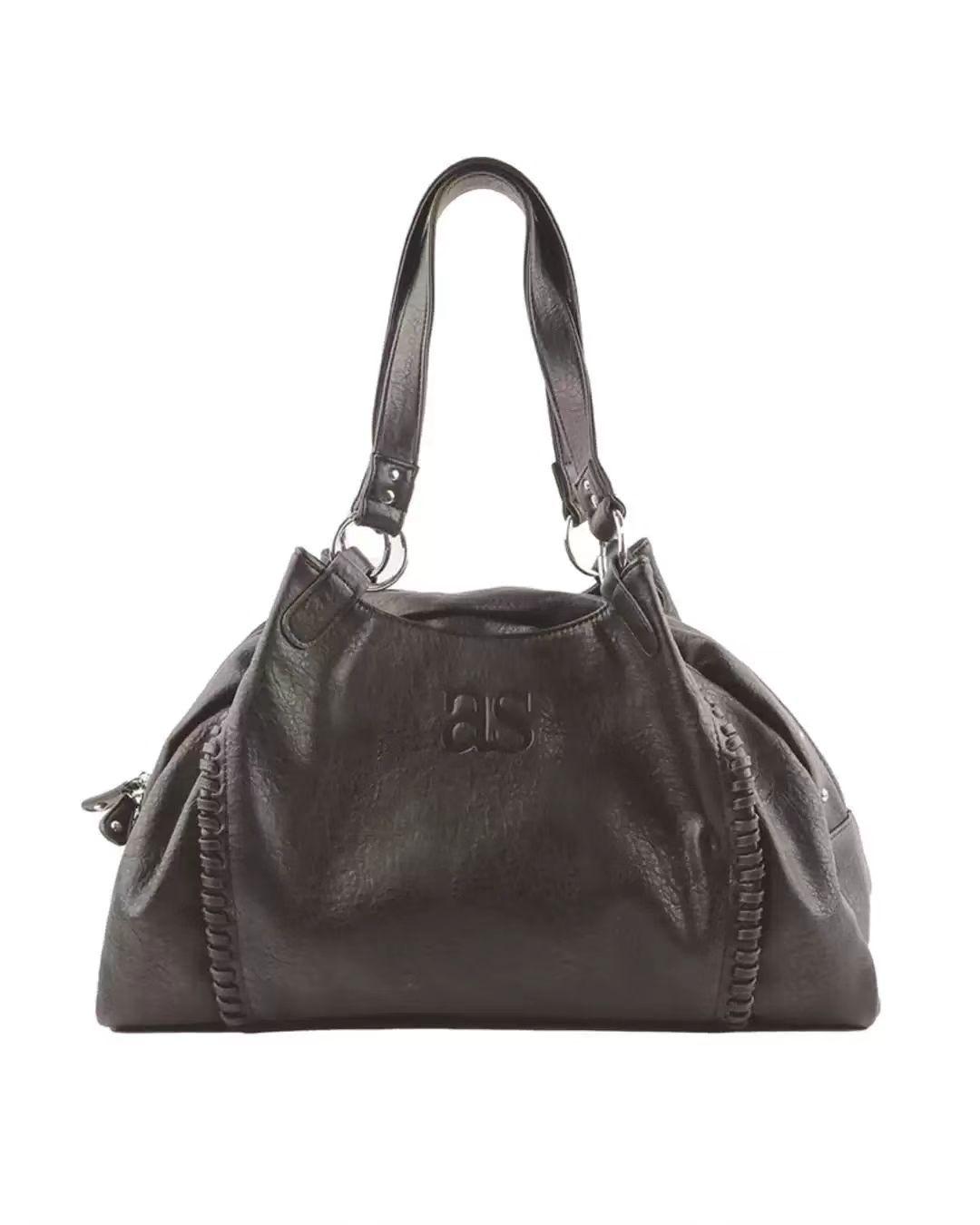 

Korean Ason 24FW Genuine Leather Large-Capacity Hobo Bag: Niche Single-Shoulder Underarm Tote for Women