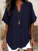 Women's Summer Loose Solid V-Neck Casual Shirt