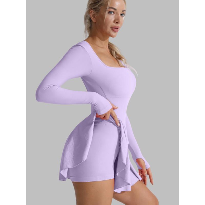 Womens Quick Dry Long Sleeve Cycling Jersey Backless Sports Dress Gym Running Yoga Activewear