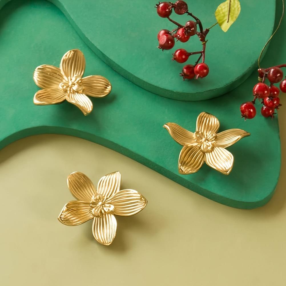 

6 шт. Элегантные золотистые мебельные ручки с цветочным узором - Высококачественный цинковый сплав, Удобный захват, Легкая установка - Идеально подходят для комодов, прикроватных тумбочек и книжных шкафов 6pcs золотой