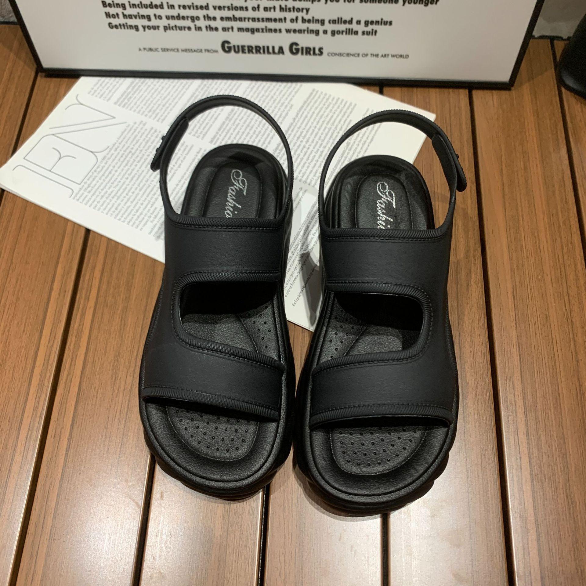 

Весна и лето новые босоножки на платформе женские повседневные пляжные сандалии модное слово с римскими сандалиями 40 чёрный