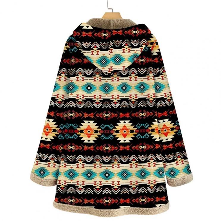Hooded Women Ethnic Style Vintage Loose Thick Warm Outwear Single Breasted Autumn Winter Jacket Clothes for Women