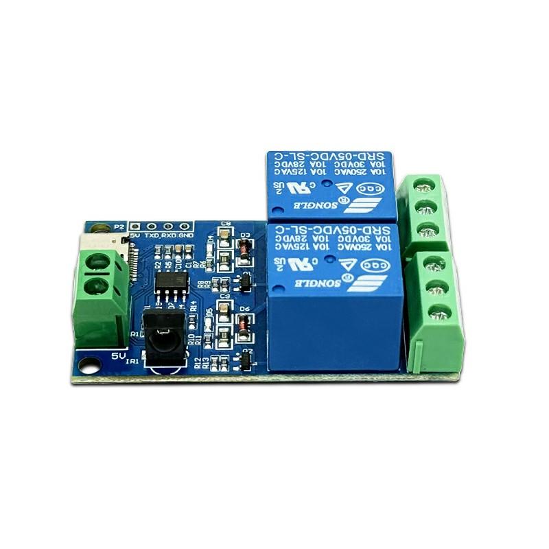 Infrared Remote Wireless Dual-Channel Relay Module Self-Locking Jog Interlocking