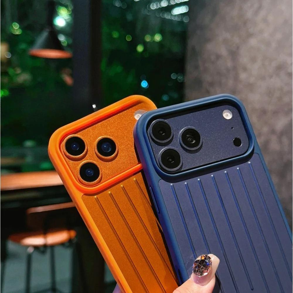 Ins Simple Business 3D Corrugated Stripe Stylish For Rimowa Luggage Phone Case For iPhone 17 Pro Max 16 15 14 13 Aluminum-magnesium Alloy Hard Cover