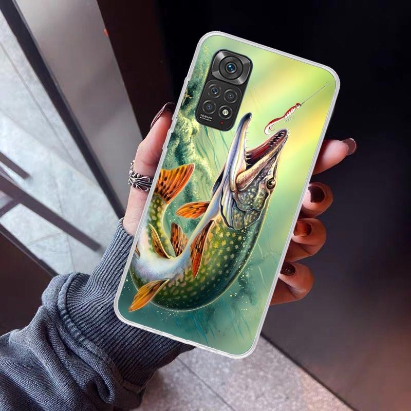 Carp Fish Fishing Rod Hook Phone Case For Xiaomi Redmi Note 15 14 14S 13 12S 12 Pro Plus 11S 11 10S 10 4G Cover 11E 11T 5G Print